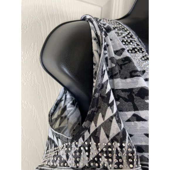 INC International Concepts Top Womens Short Slit Sleeves White Black Size Small - Picture 8 of 11